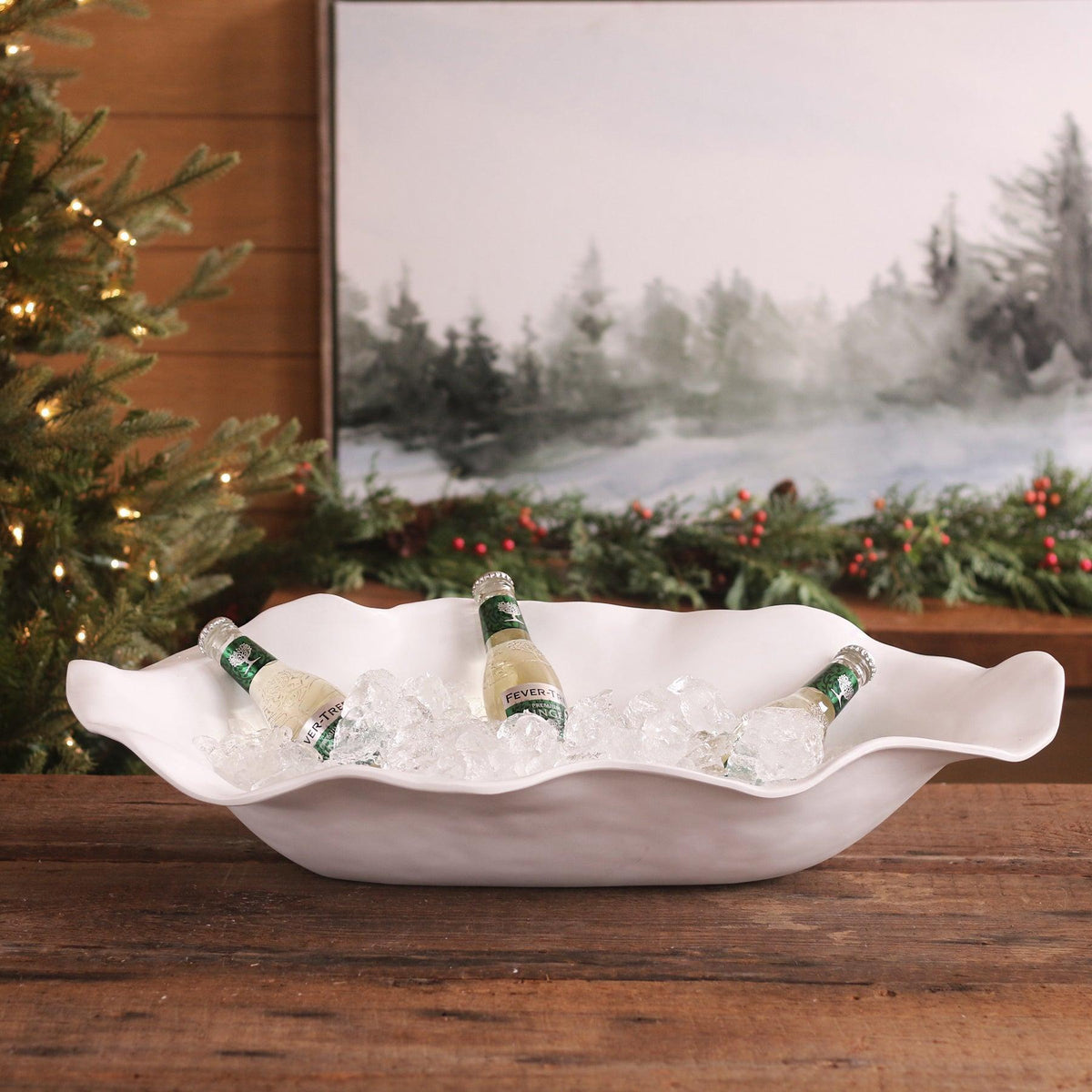 Vida Nube Extra Large Oval Centerpiece (White) - Platter Detail | Bone & Brass