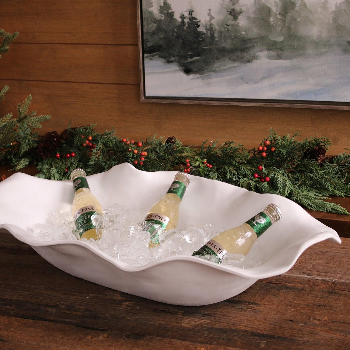 Vida Nube Extra Large Oval Centerpiece (White) - Platter View | Bone & Brass