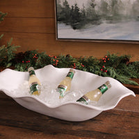 Vida Nube Extra Large Oval Centerpiece (White) - Platter View | Bone & Brass