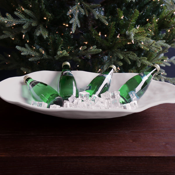 White Nube Extra Large Oval Serving Bowl