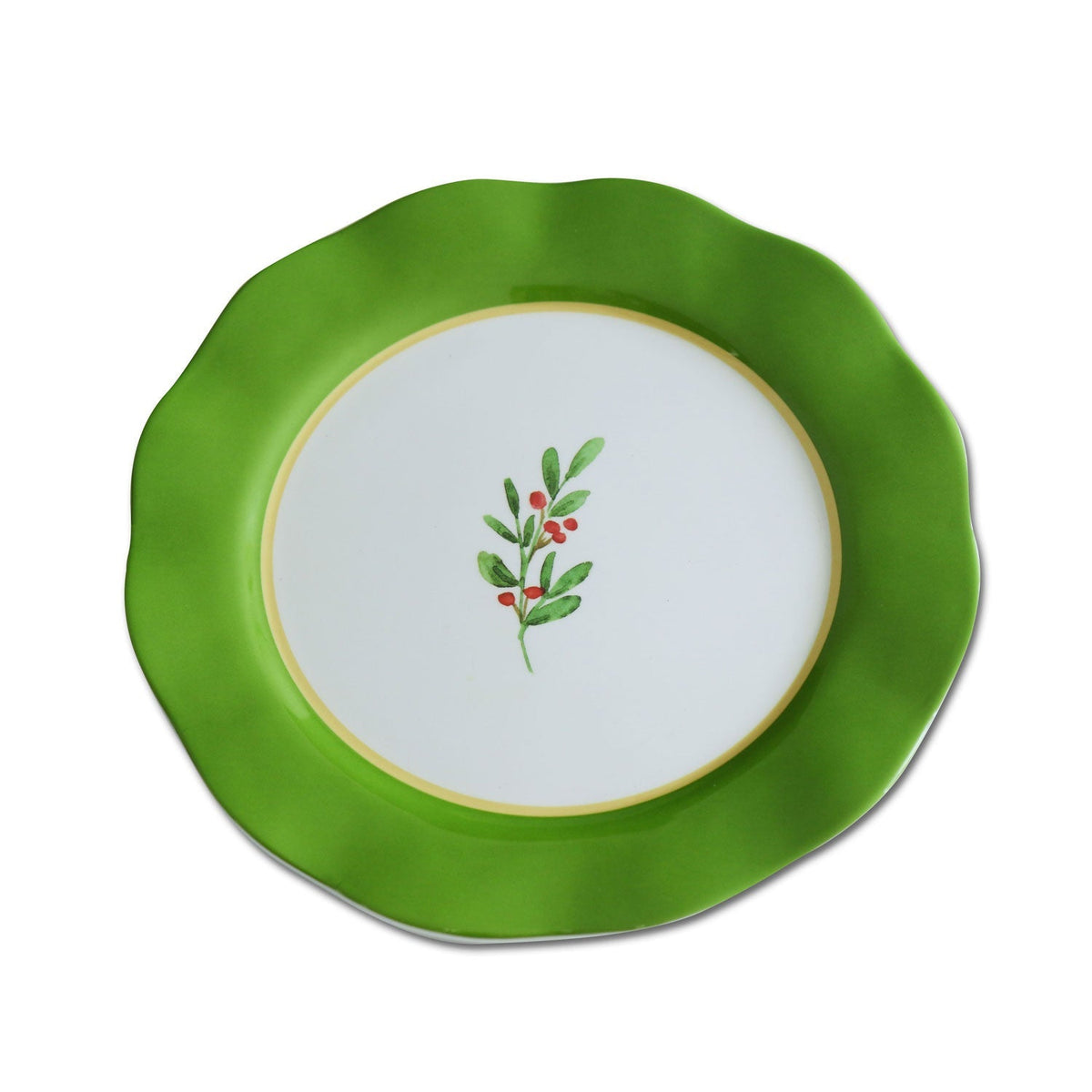 Vida Holly 11" Dinner Plate Set 4 (Green White)