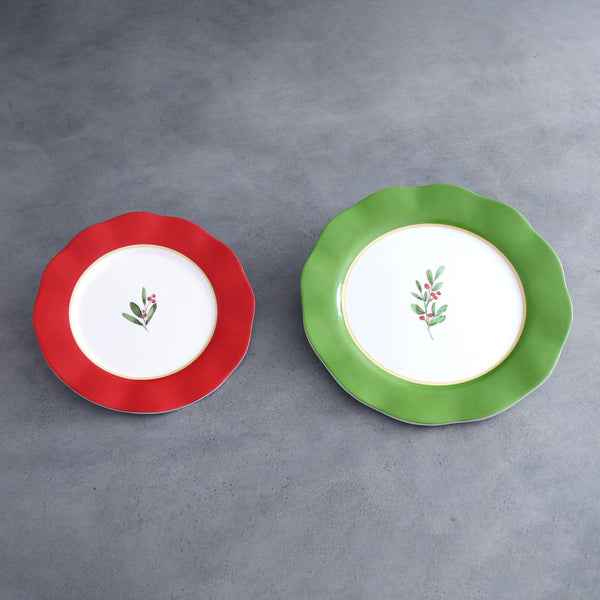 Vida Holly 11" Dinner Plate Set 4 (Green White)