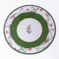 Vida Holly 11" Dinner Plate Set 4 (Green White)