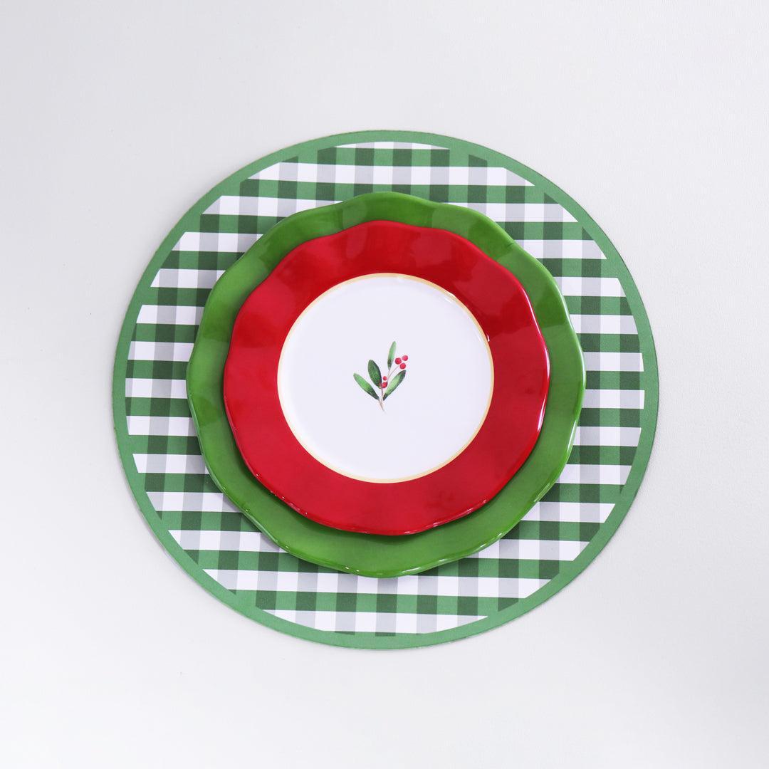 Vida Holly 11" Dinner Plate Set 4 (Green White)