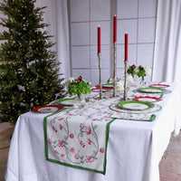 Linen Norelle Runner 108 x 18 (Green Red Floral) - Alternate View | Bone & Brass