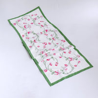 Linen Norelle Runner 108 x 18 (Green Red Floral) - Close Up | Bone & Brass