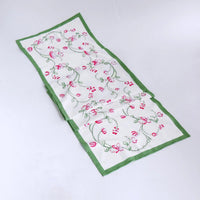 Linen Norelle Runner 108 x 18 (Green Red Floral) - Close Up | Bone & Brass