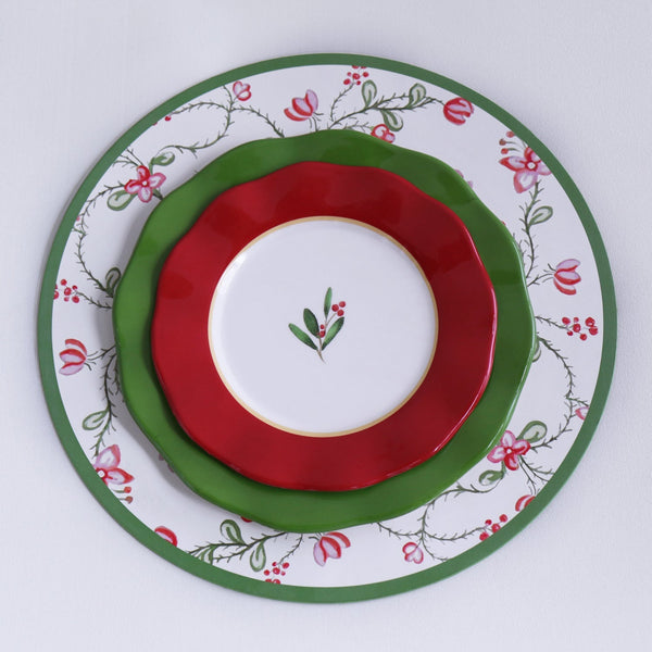 VIDA Norelle Reversible 15.5" Round Placemats Set of 4 (Green Gingham)