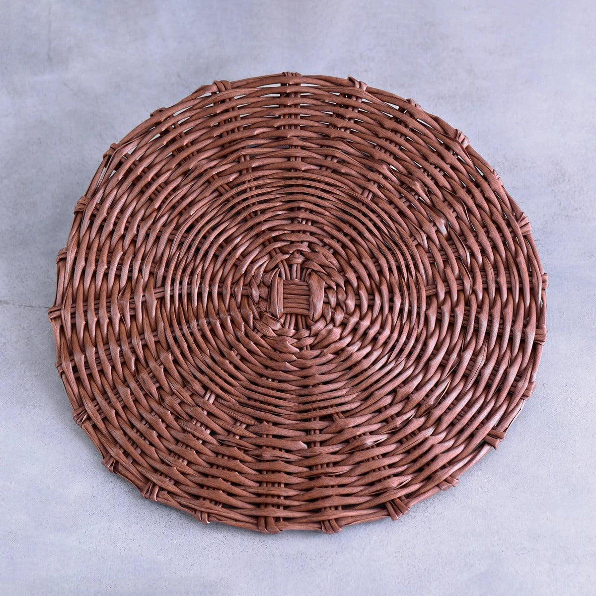 Vida Brown Faux Wicker Placemats Set of 4 - Placemat Texture Detail | Bone & Brass