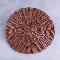 Vida Brown Faux Wicker Placemats Set of 4 - Placemat Texture Detail | Bone & Brass