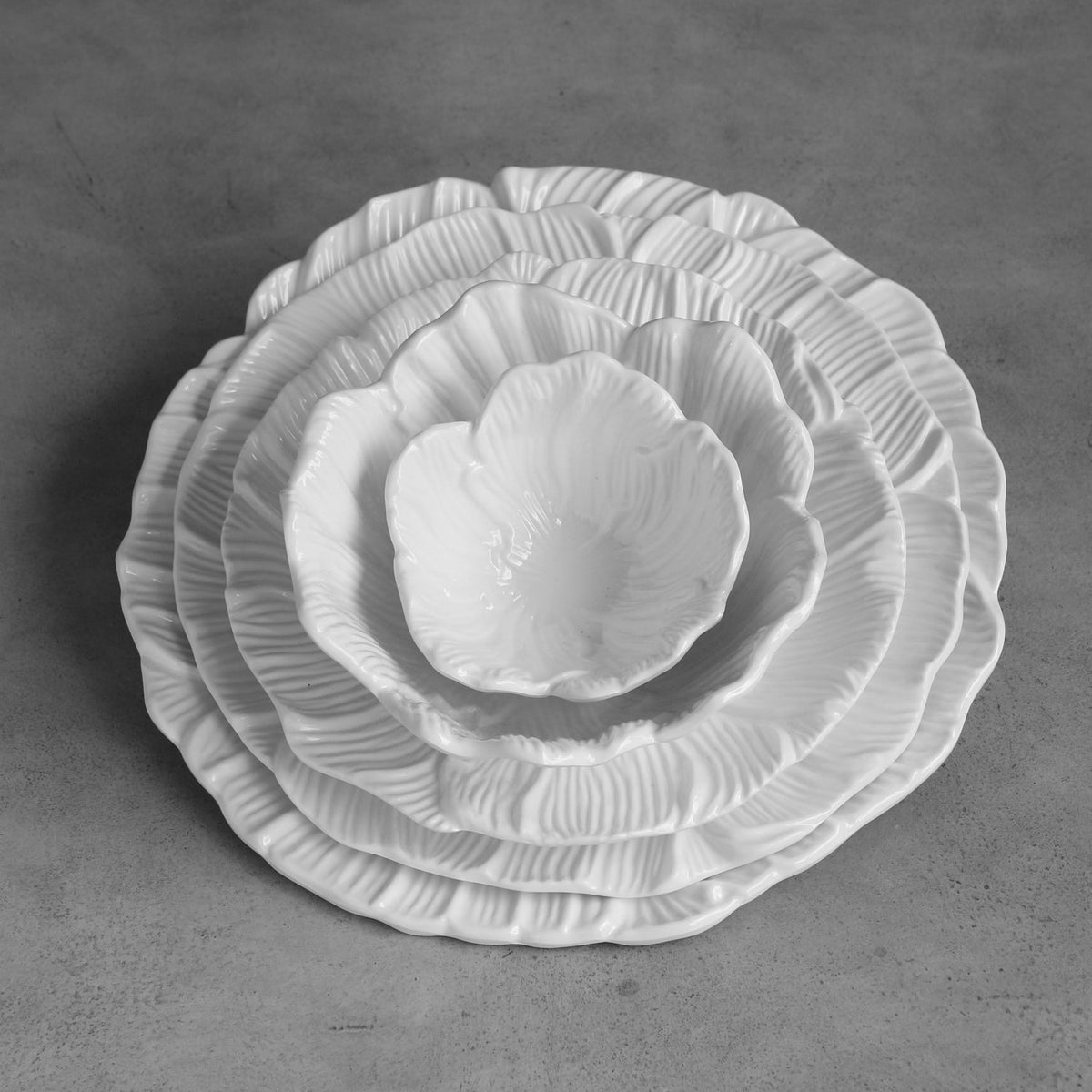 White Lettuce Mini Dip Bowl Set of 4 - Bowl Top View | Bone & Brass