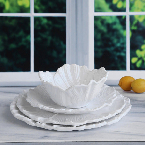 White Lettuce 13" Charger Set of 4 - Charger Detail | Bone & Brass