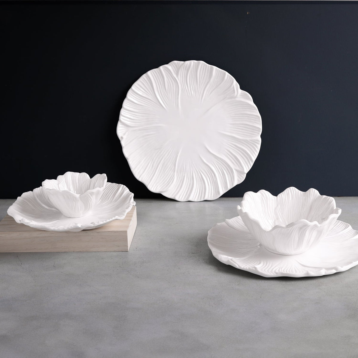 White Lettuce 9" Salad Plate Set of 4 - Plate Side View | Bone & Brass