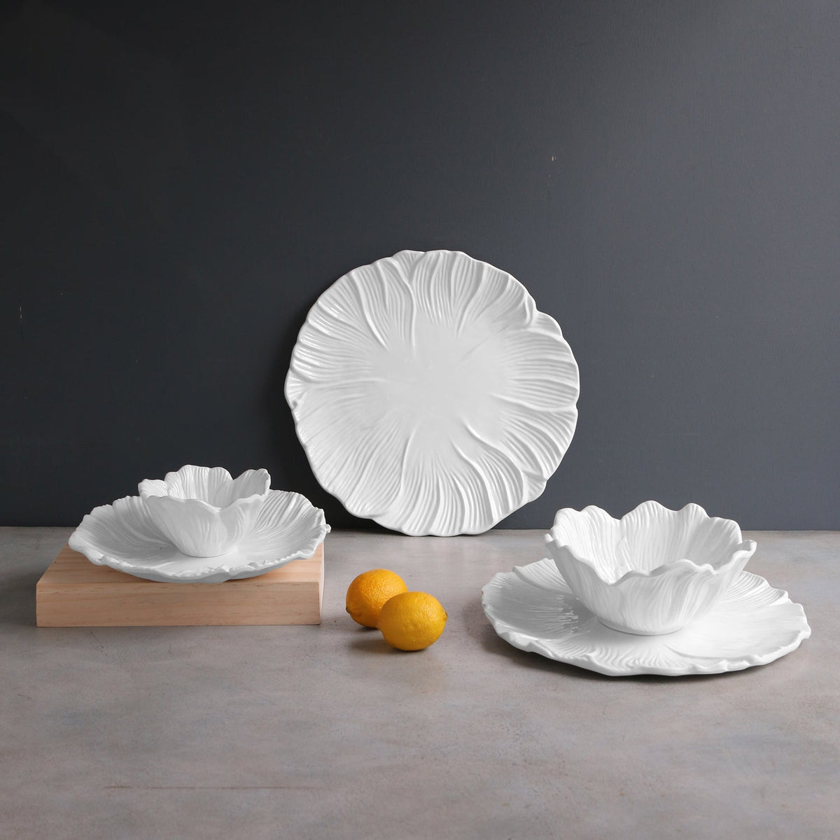 White Lettuce 9" Salad Plate Set of 4 - Plate Top View | Bone & Brass