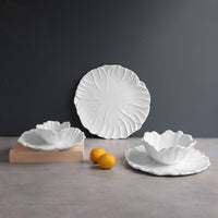 White Lettuce 9" Salad Plate Set of 4 - Plate Top View | Bone & Brass