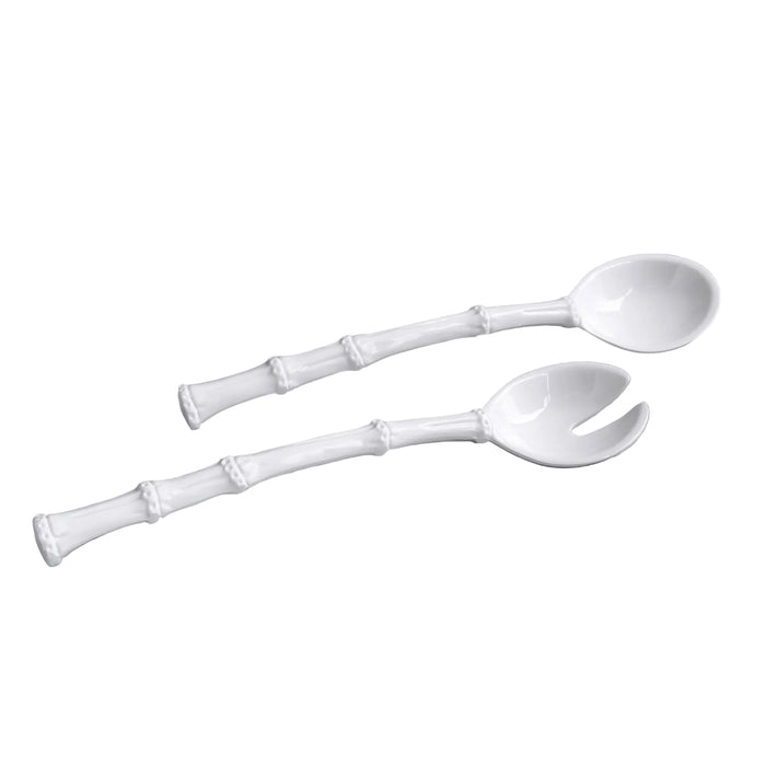 Vida White Bamboo Large Salad Servers | Bone & Brass