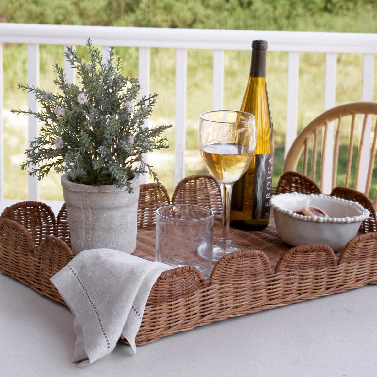 Glass Clear Fern Etched Wine Glass Set of 4 - Glass Detail | Bone & Brass