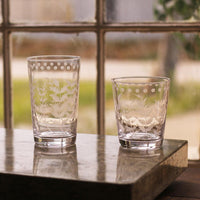 Glass Fern Dots Double Old Fashioned Set 4 (Clear) - Glass Detail | Bone & Brass