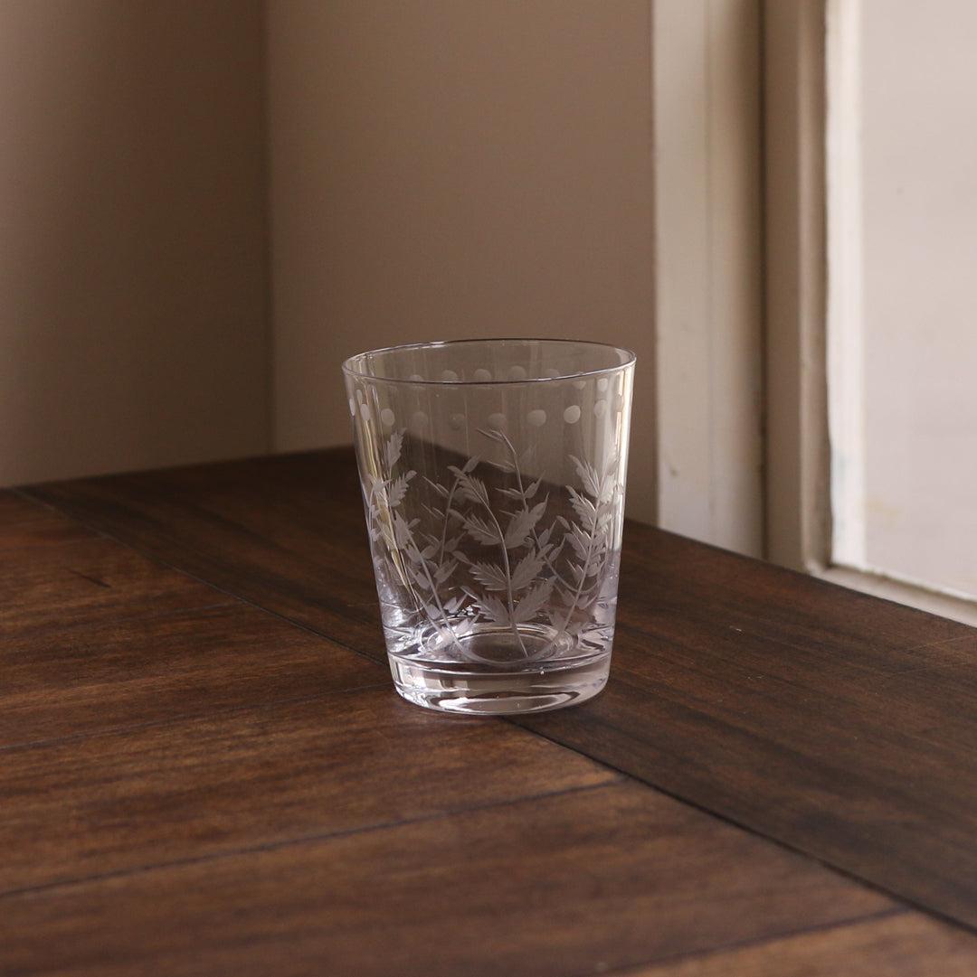 Glass Fern Dots Double Old Fashioned Set 4 (Clear) - Glass Side View | Bone & Brass