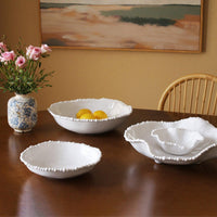 Vida Alegria Large Pasta Bowl (White) - Bowl Top View | Bone & Brass