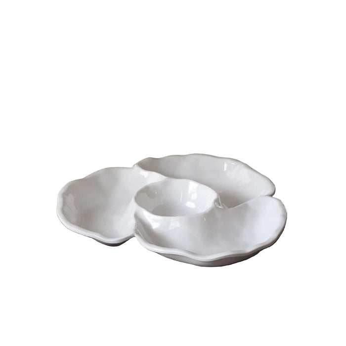 Vida White Havana Triple Dip Serving Tray