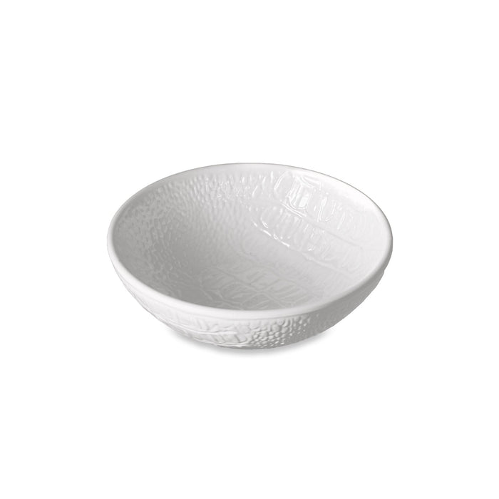 Vida Croc Round Mini Bowl (White) | Bone & Brass