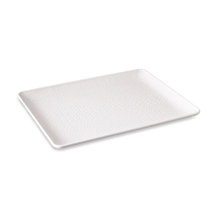 White Croc Extra Large Rectangular Serving Tray