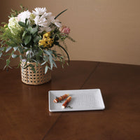 Vida Croc Small Rectangular Tray (White) - Tray Side View | Bone & Brass