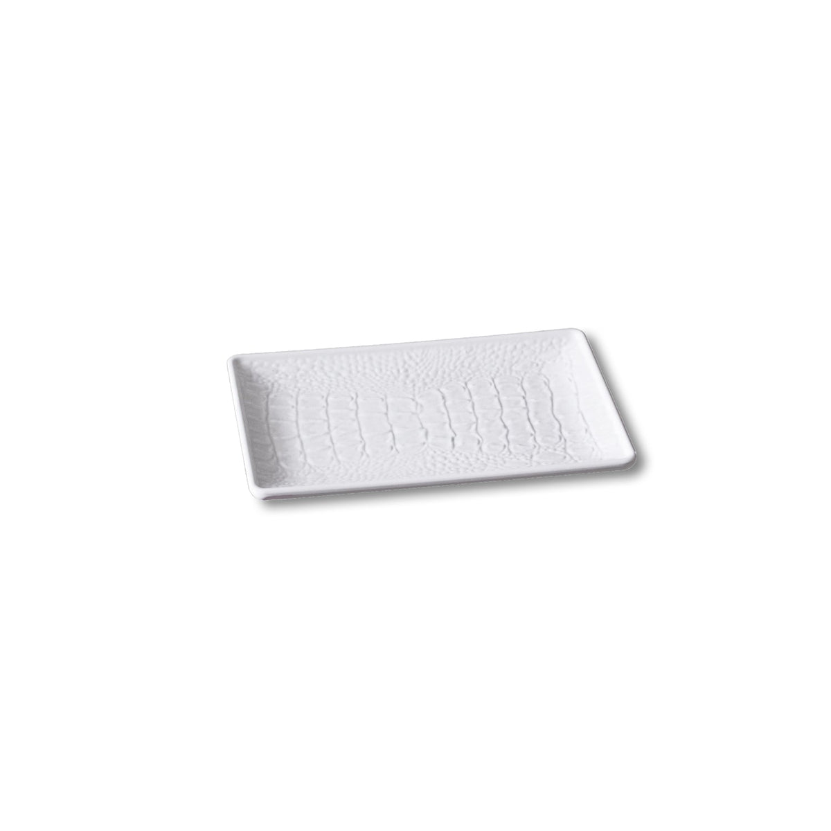 Vida Croc Small Rectangular Tray (White) | Bone & Brass