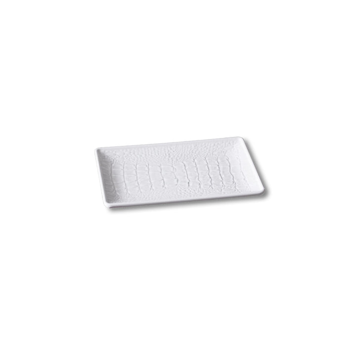 Vida Croc Small Rectangular Tray (White) | Bone & Brass