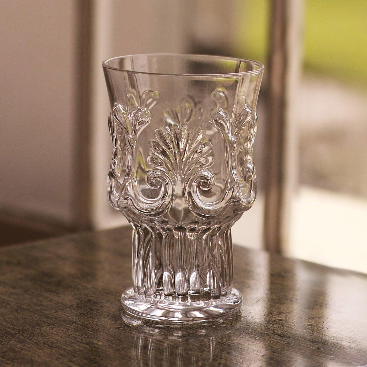 Glass Baroque 12 oz Stemless Set 4 (Clear) - Glass Detail | Bone & Brass