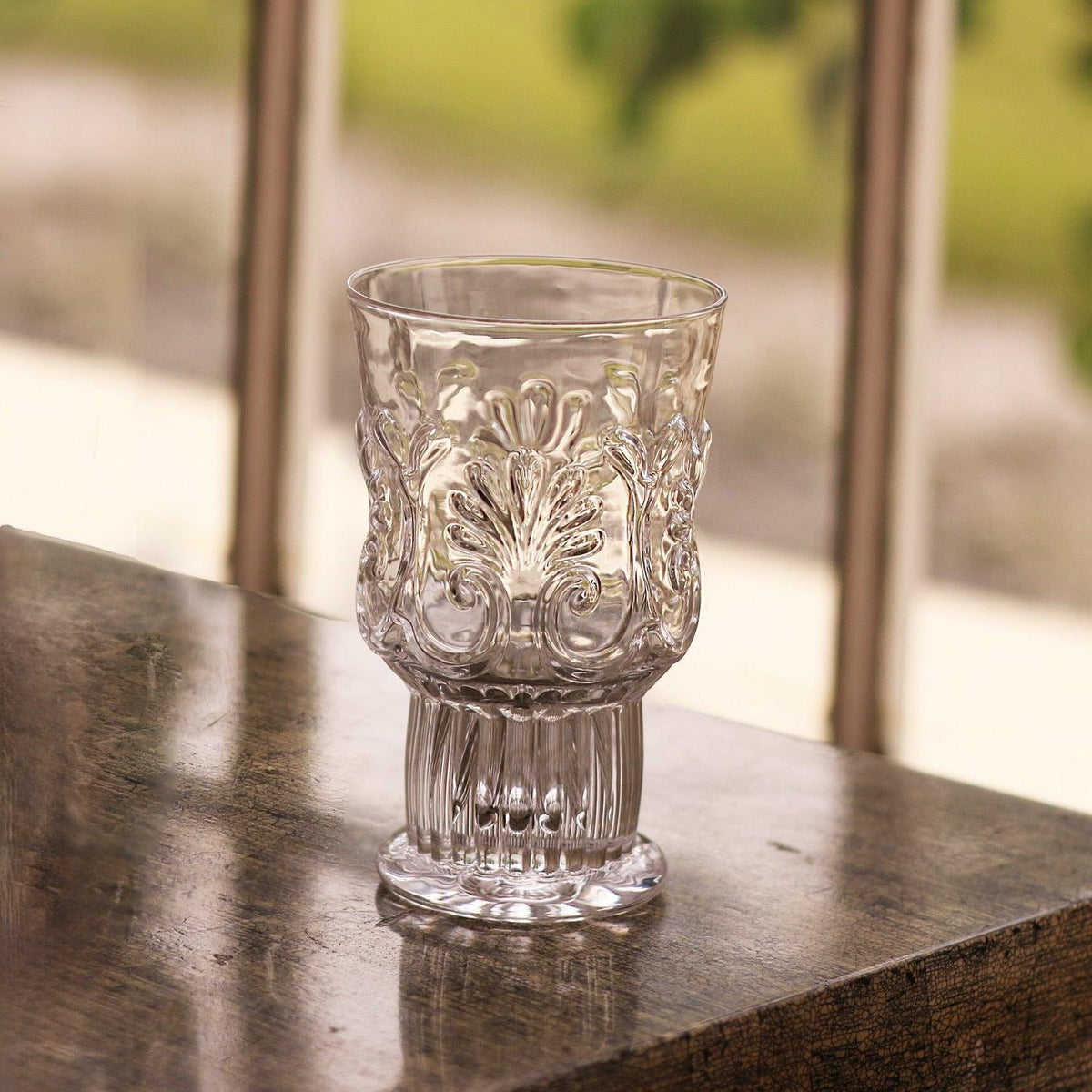 Glass Baroque 6 oz Stemless Set 4 (Clear) - Glass Detail | Bone & Brass