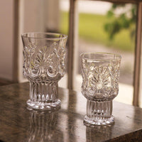 Glass Baroque 6 oz Stemless Set 4 (Clear) - Glass Side View | Bone & Brass
