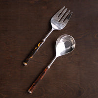 Vida Tortoise & Stainless Salad Servers - Set Detail | Bone & Brass