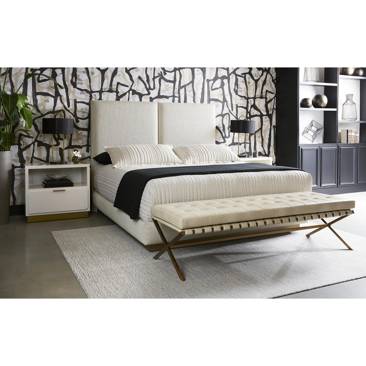 Jenkins Cream & Bronze Nightstand