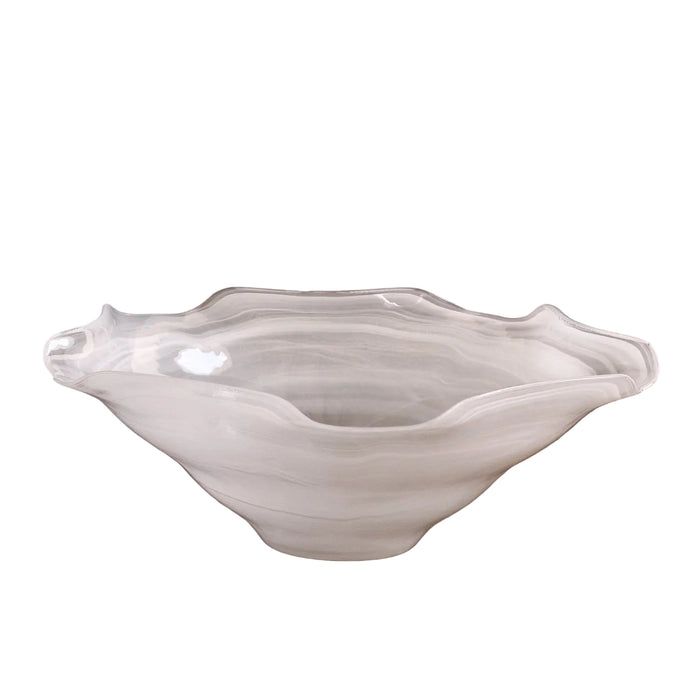White Alabaster Wave Large Serving Bowl