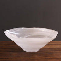 White Alabaster Wave Extra Large Bowl - Bowl Top View | Bone & Brass