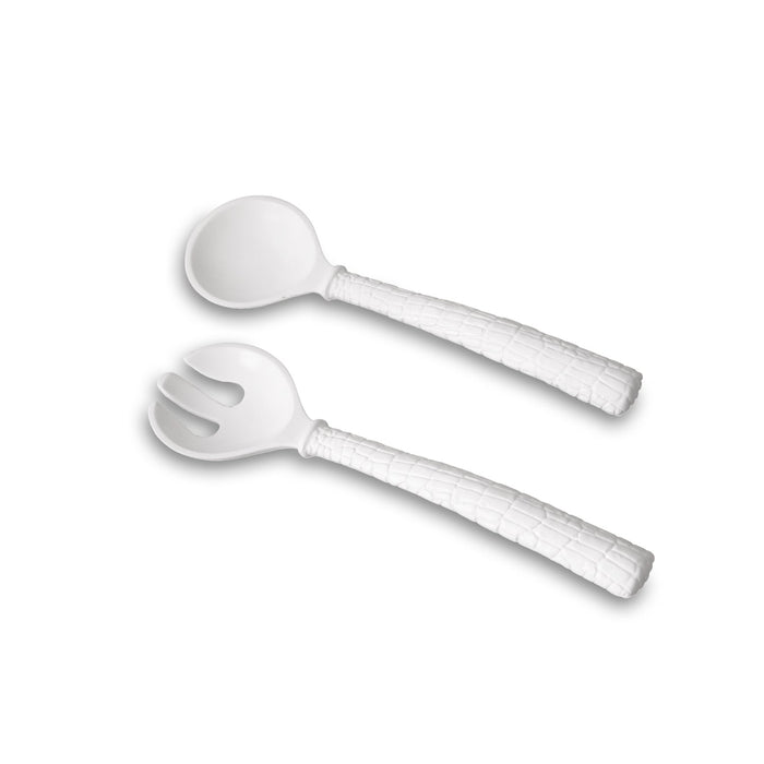 White Croc Patterned Salad Servers | Bone & Brass