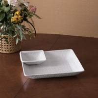 Vida Croc Chip & Dip (White) - Bowl Detail | Bone & Brass