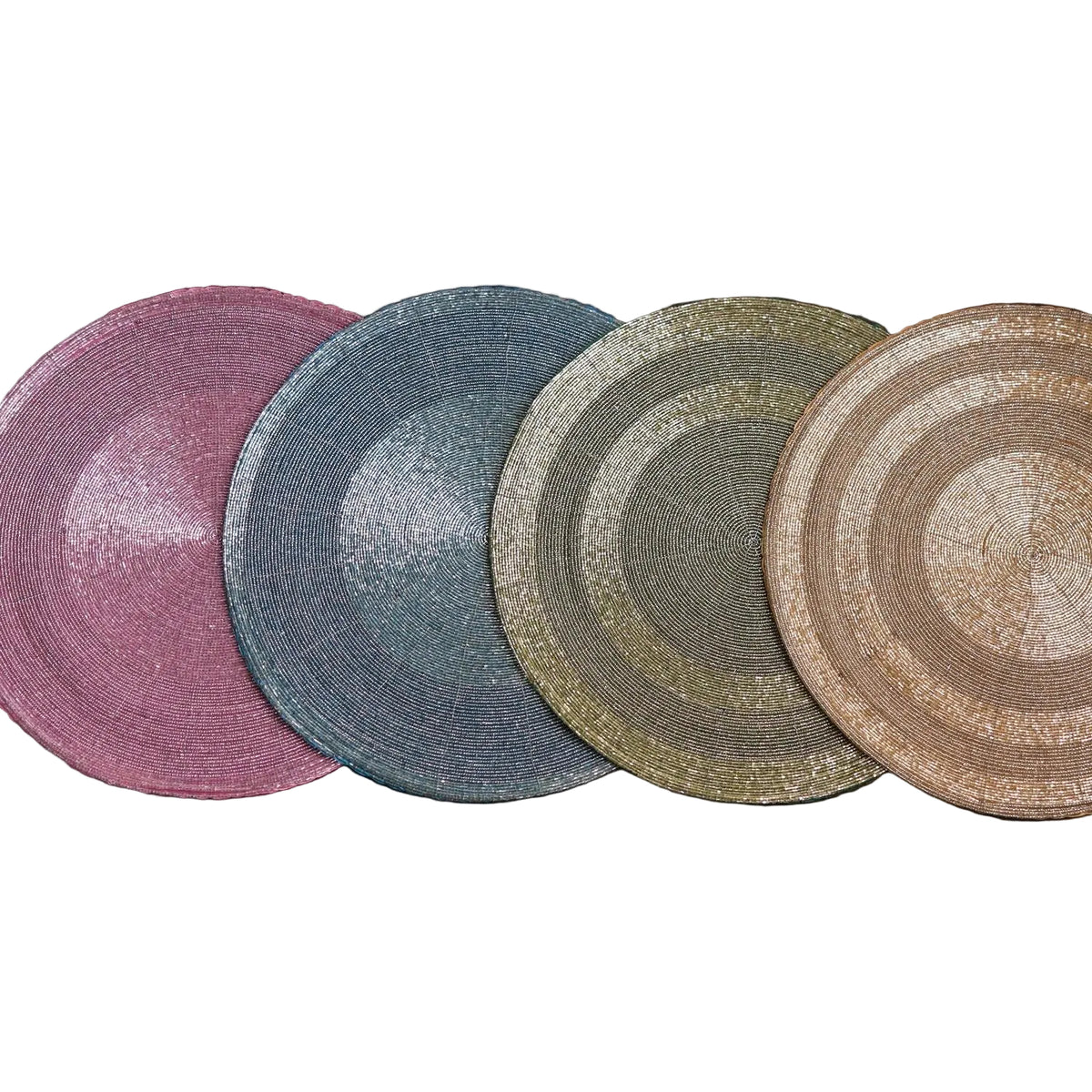 Vida Round Beaded Placemats Set 4 (Champagne) - Placemat Detail | Bone & Brass