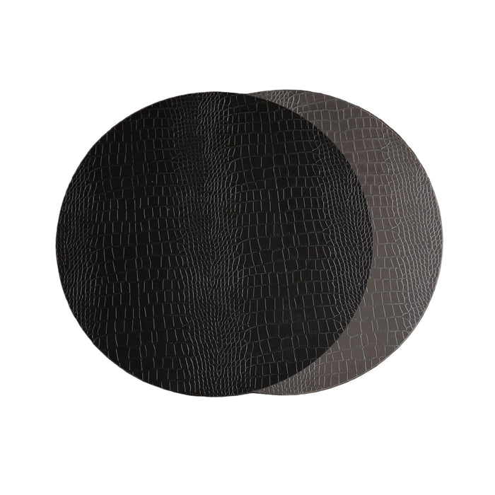 Croc Black & Grey Reversible Round Placemats Set of 4