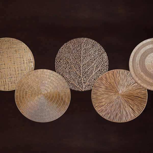 Vida Coral 15" Round Placemats Set 4 (Gold)
