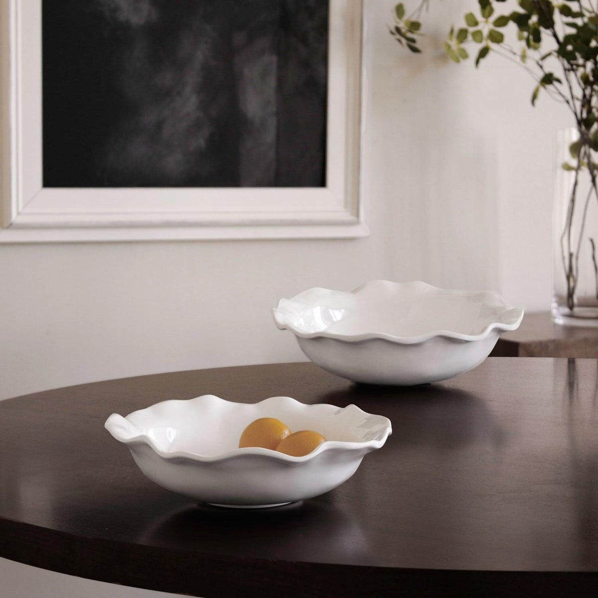 Vida Havana Medium Pasta Bowl (White) - Bowl Top View | Bone & Brass