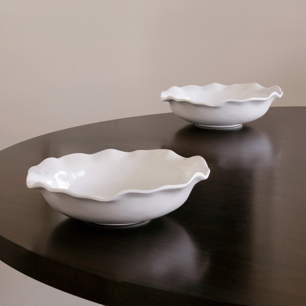Vida Havana Medium Pasta Bowl (White) - Bowl Side View | Bone & Brass