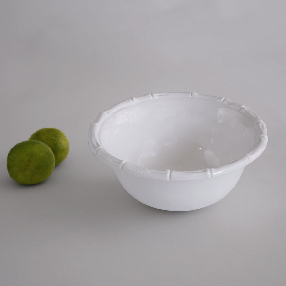White Bamboo Dinner Bowl Set of 4 - Bowl Top View | Bone & Brass