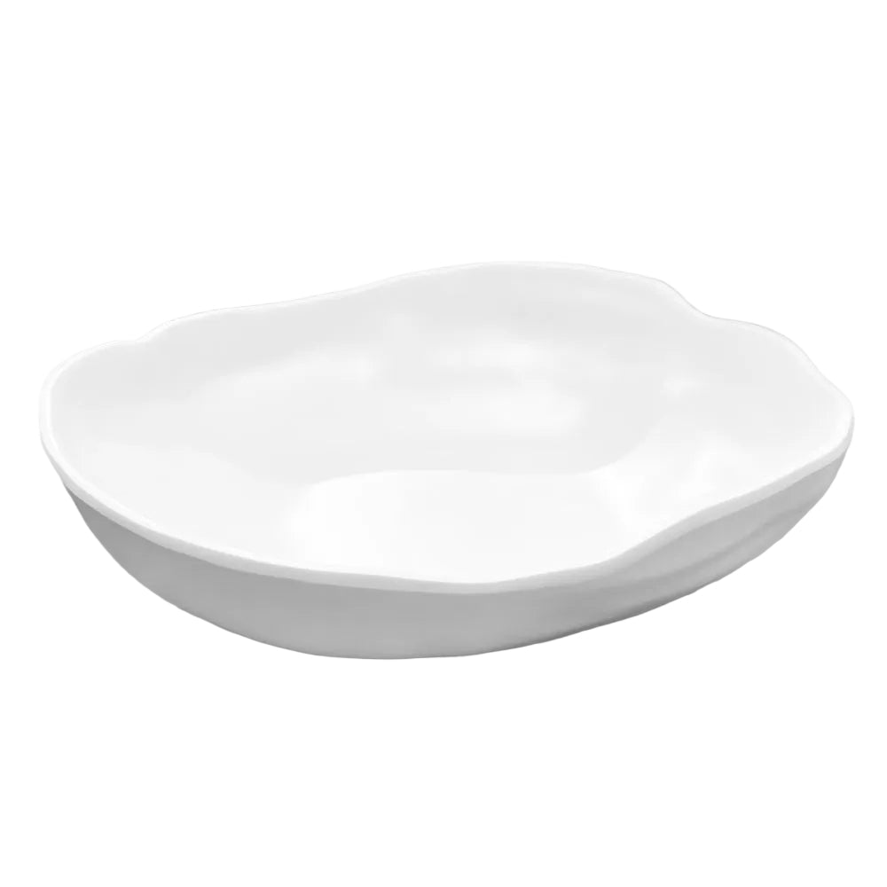White Nube Large Organic Shape Serving Bowl | Bone & Brass