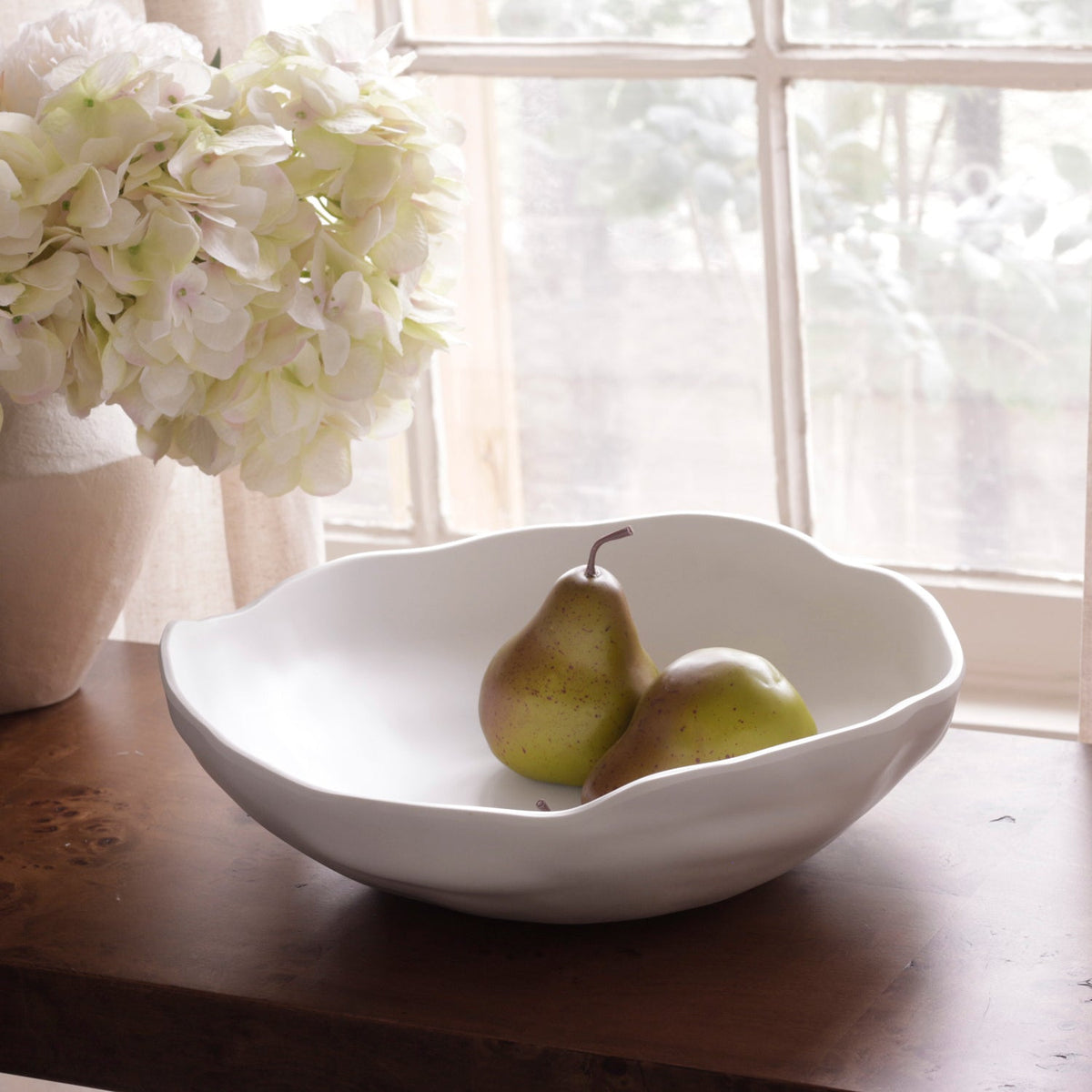 White Nube Large Organic Shape Serving Bowl - Bowl Detail | Bone & Brass