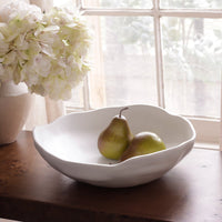 White Nube Large Organic Shape Serving Bowl - Bowl Detail | Bone & Brass