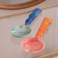 Orange & Blue Resin Salad Servers - Handle Detail | Bone & Brass
