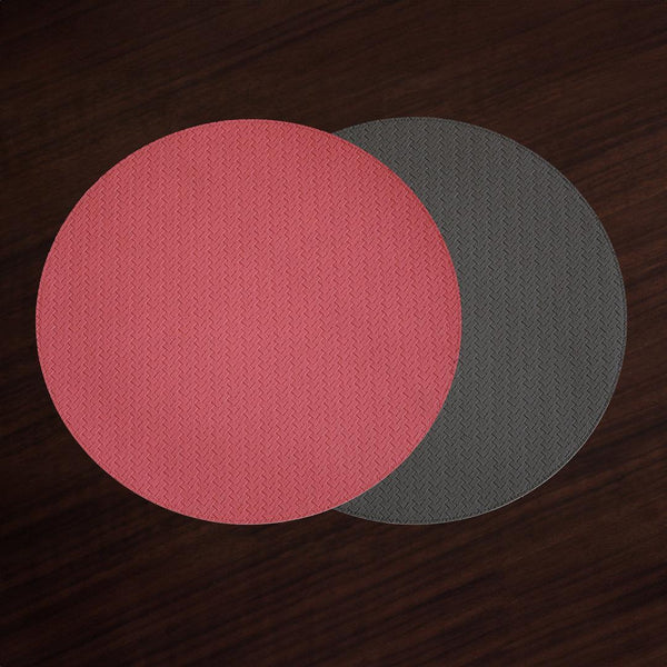Vida Snakeskin Reversible 15" Round Placemats Set 4 (Salmon Charcoal) - Placemat Detail | Bone & Brass
